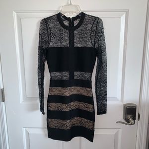 Bebe Black Lace Bodycon Bandage Dress